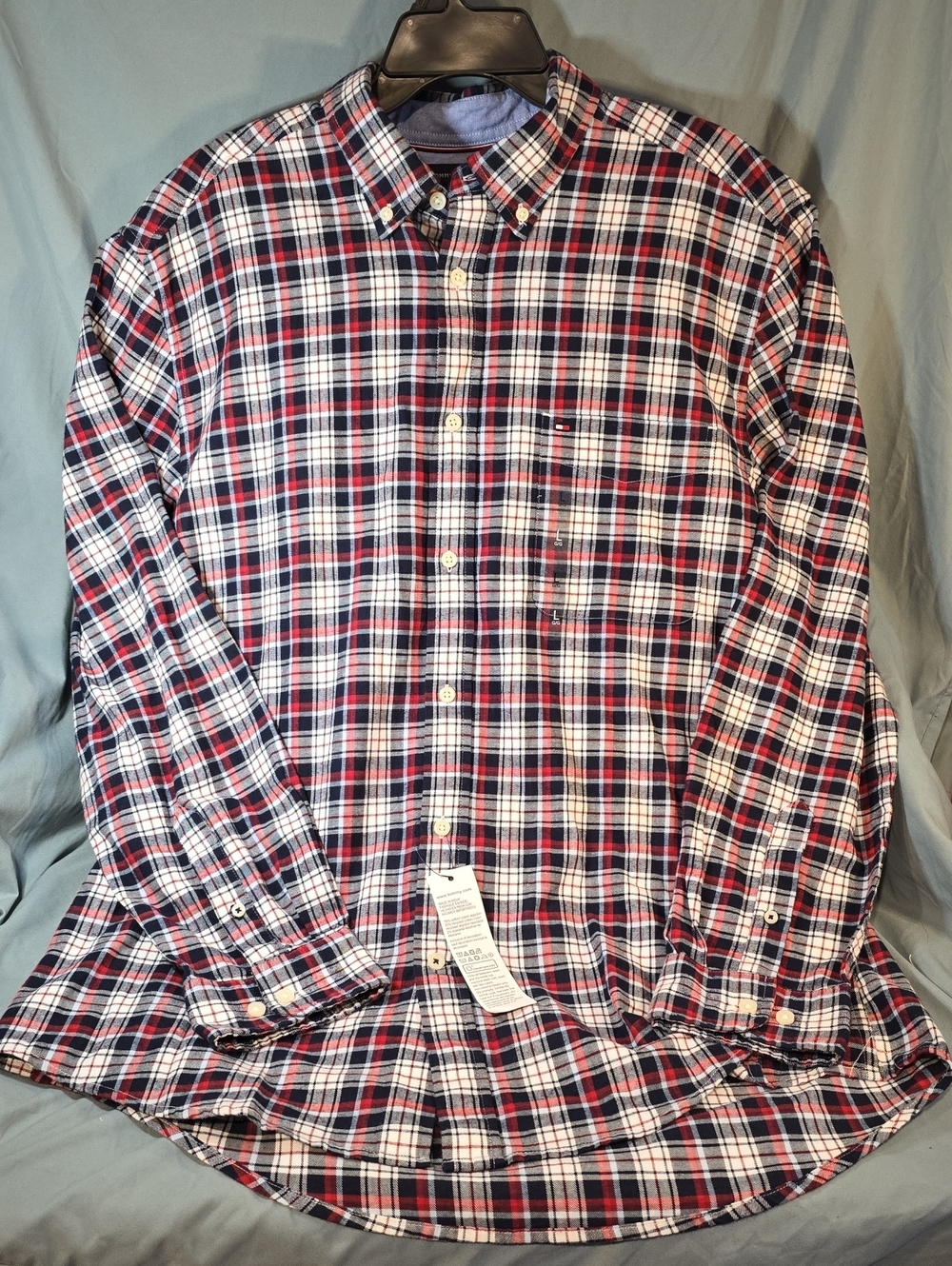 Tommy Hilfiger Red, Navy & White Plaid Button-Down Shirt